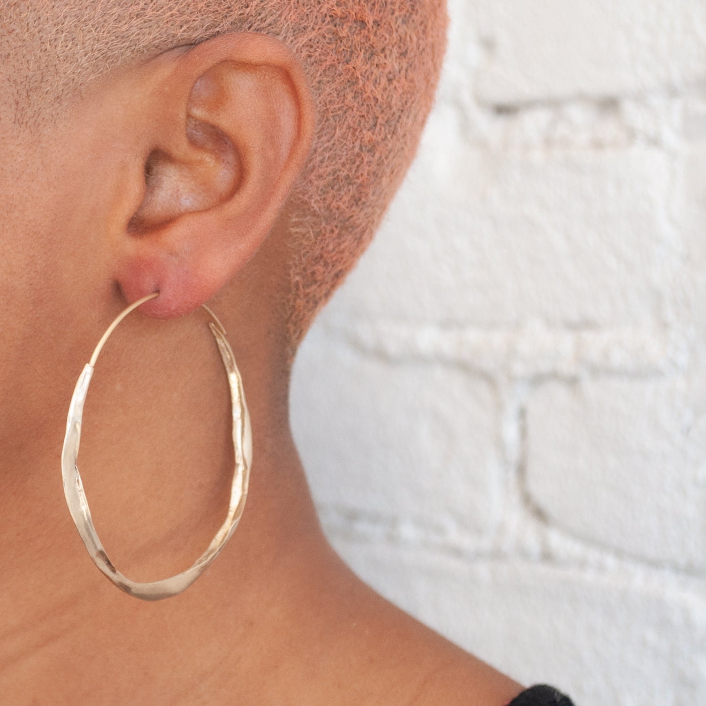 Large Gold Crinkle Hoops