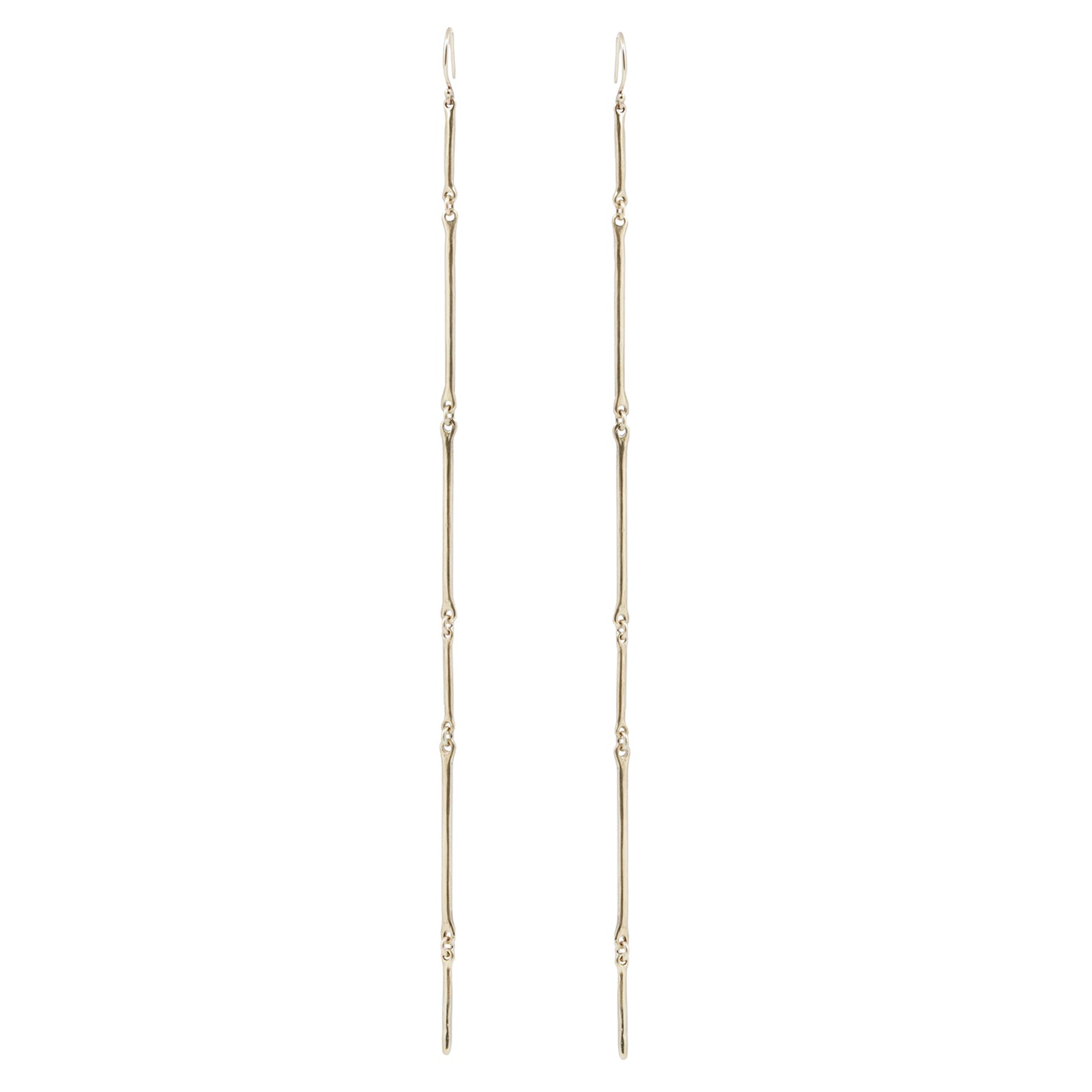 Long Gold Cast Line Earrings