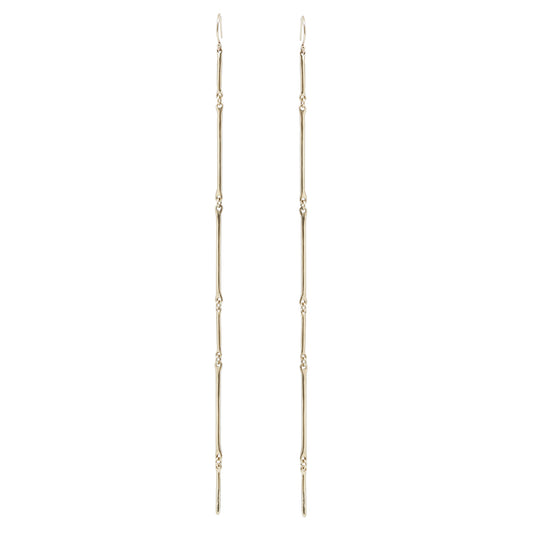 Long Gold Cast Line Earrings