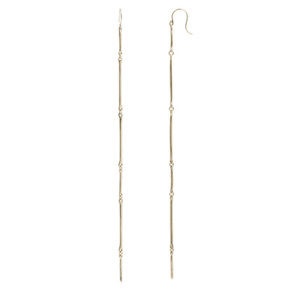 Long Gold Cast Line Earrings