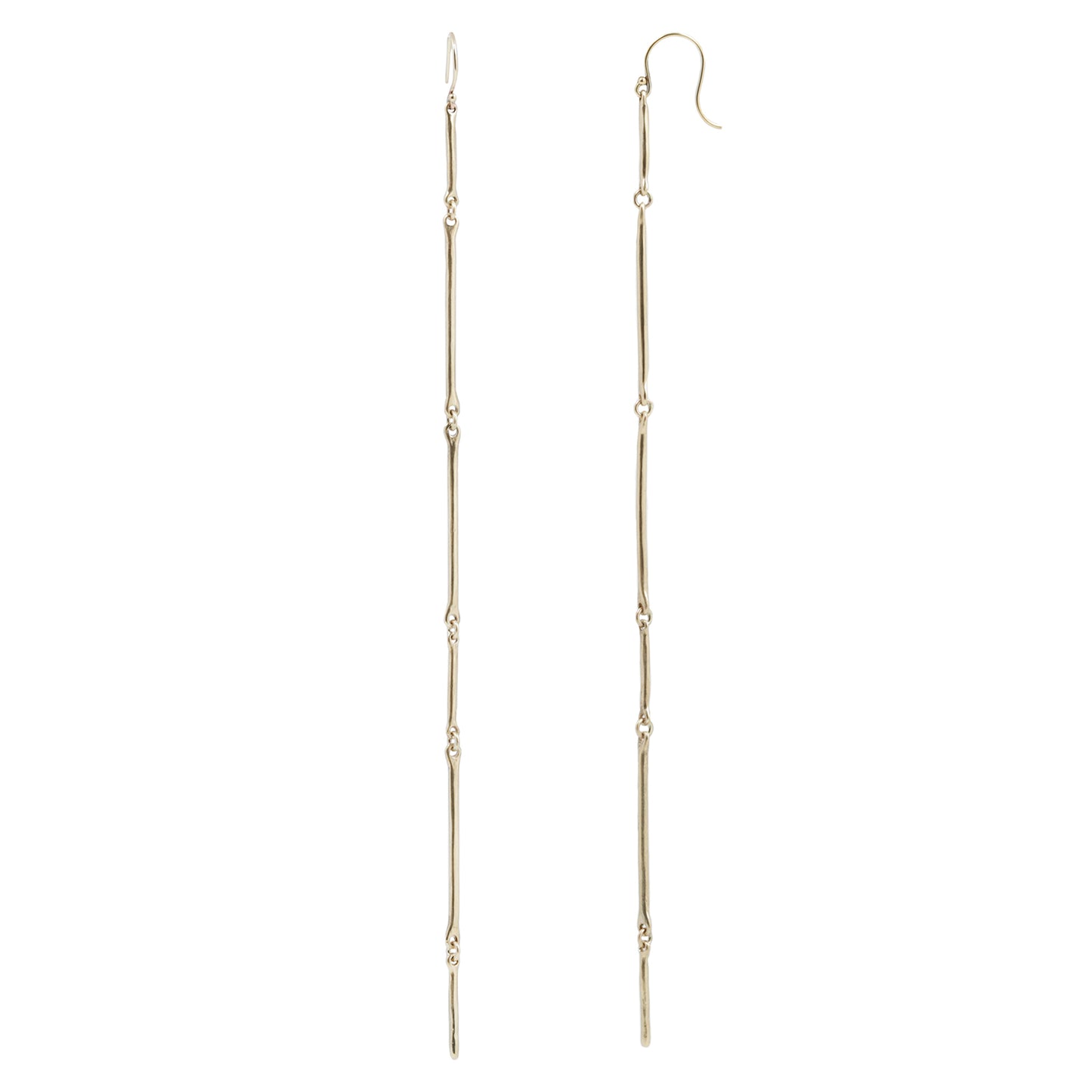 Long Gold Cast Line Earrings