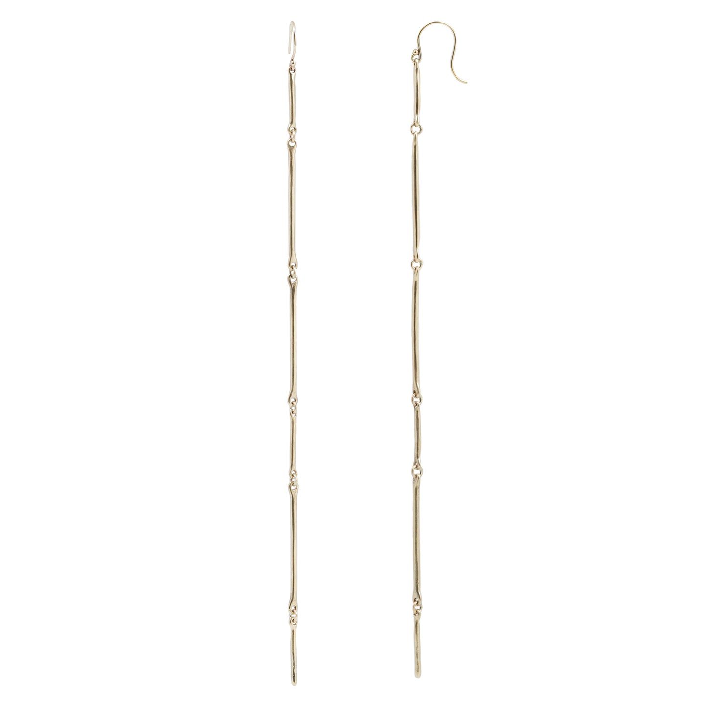 Long Gold Cast Line Earrings