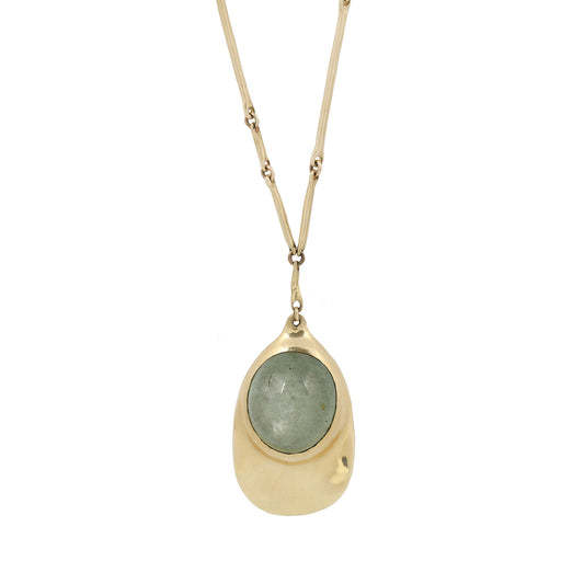 Aquamarine Cast Line Pendant Necklace