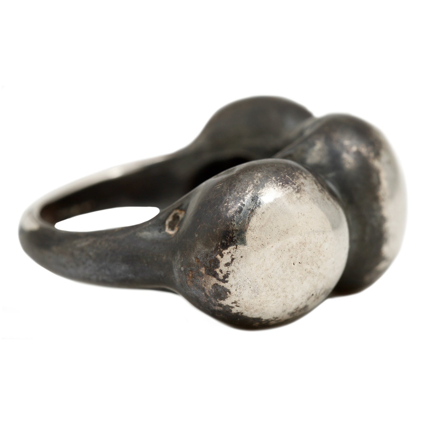 Silver Three Peony Buds Ring