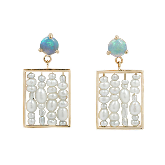 Pearl and Opal Weaving Earrings