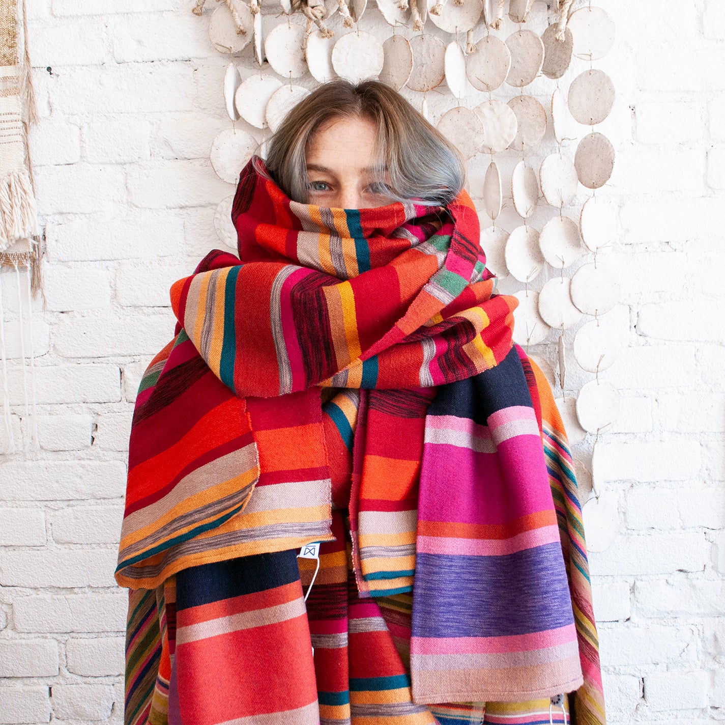 Indigo Stripe Desert Shawl