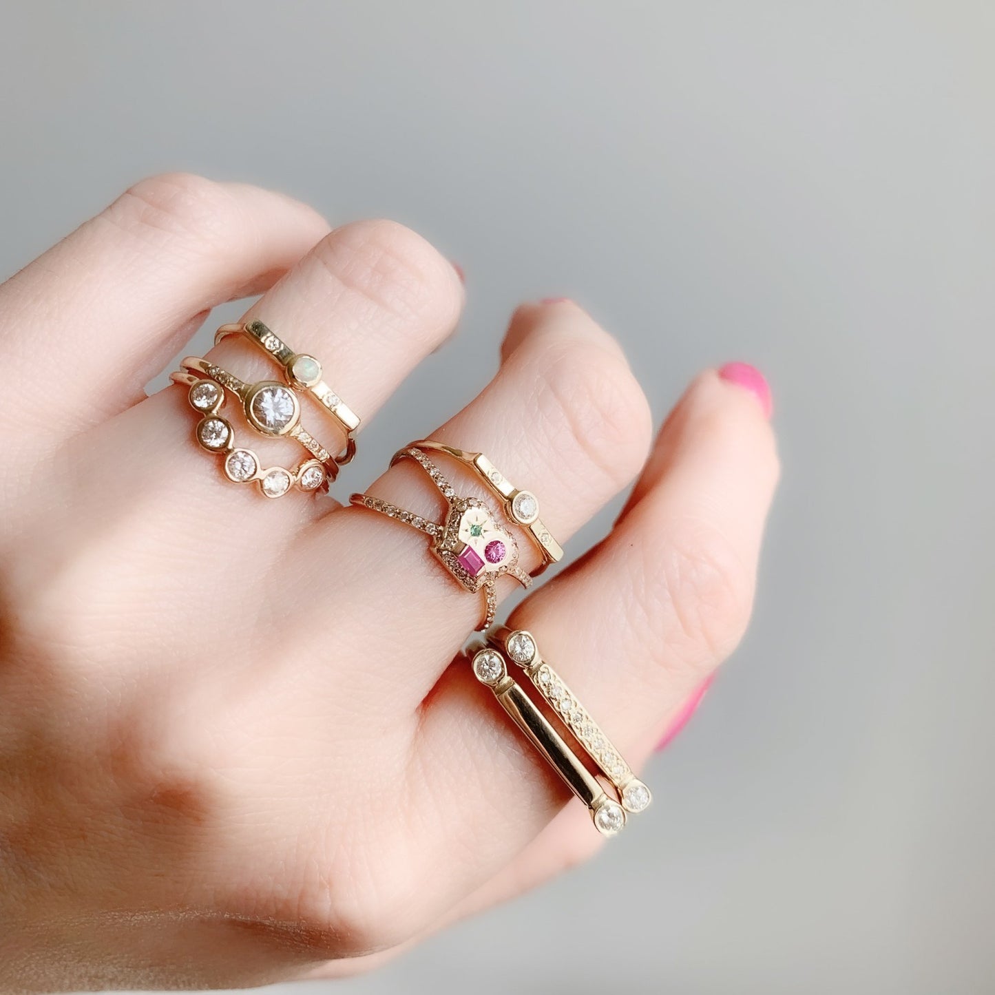 Mixed Gem Max Cage Ring